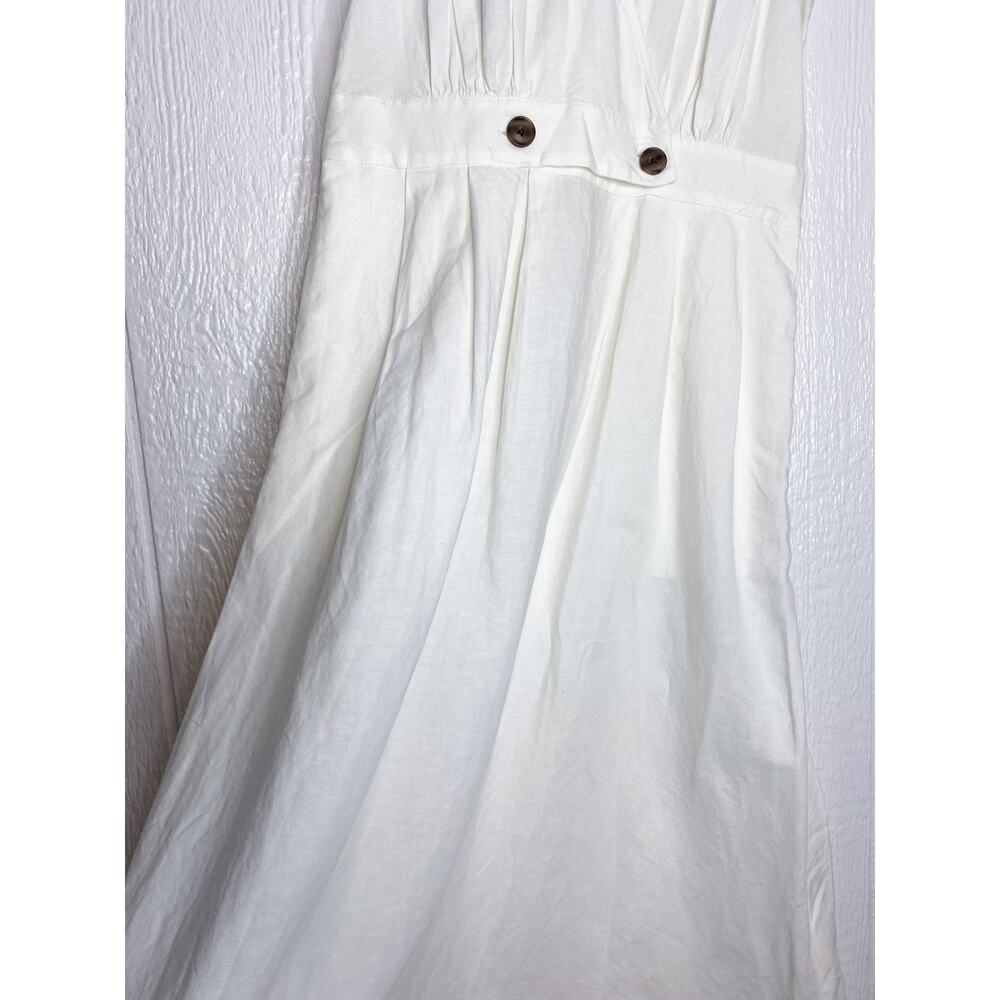 MADEWELL White Button Waist Cotton/Linen Blend Wrap Midi Dress US 6 NWT - Picture 9 of 14